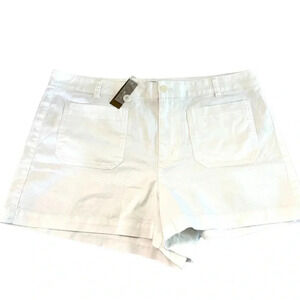 J. Crew New Patch-Pocket Chino Short Women's White Cotton Button Front Sz 14 NWT